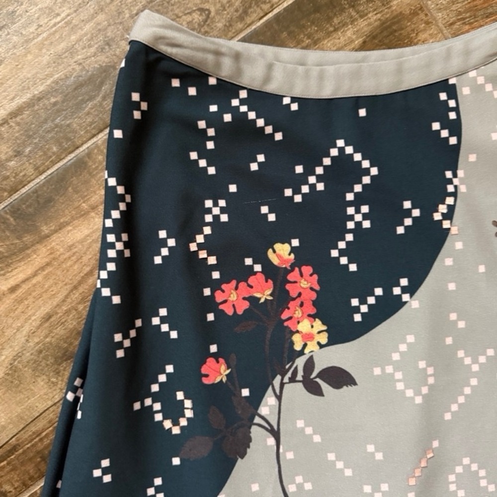 Anthropologie x SAHIL KOCHHAR Koyal Floral Applique Midi Skirt, (Sky)Gray Blue,M - Picture 6 of 13